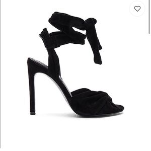 Kendall + Kylie Delilah Black Suede Ankle-Wrap Heel Sandals 7.5